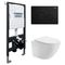 Комплект подвесной унитаз ABBER Bequem AC1100T белый с инсталляцией AC0105 и кнопкой AC0121MB черный матовый