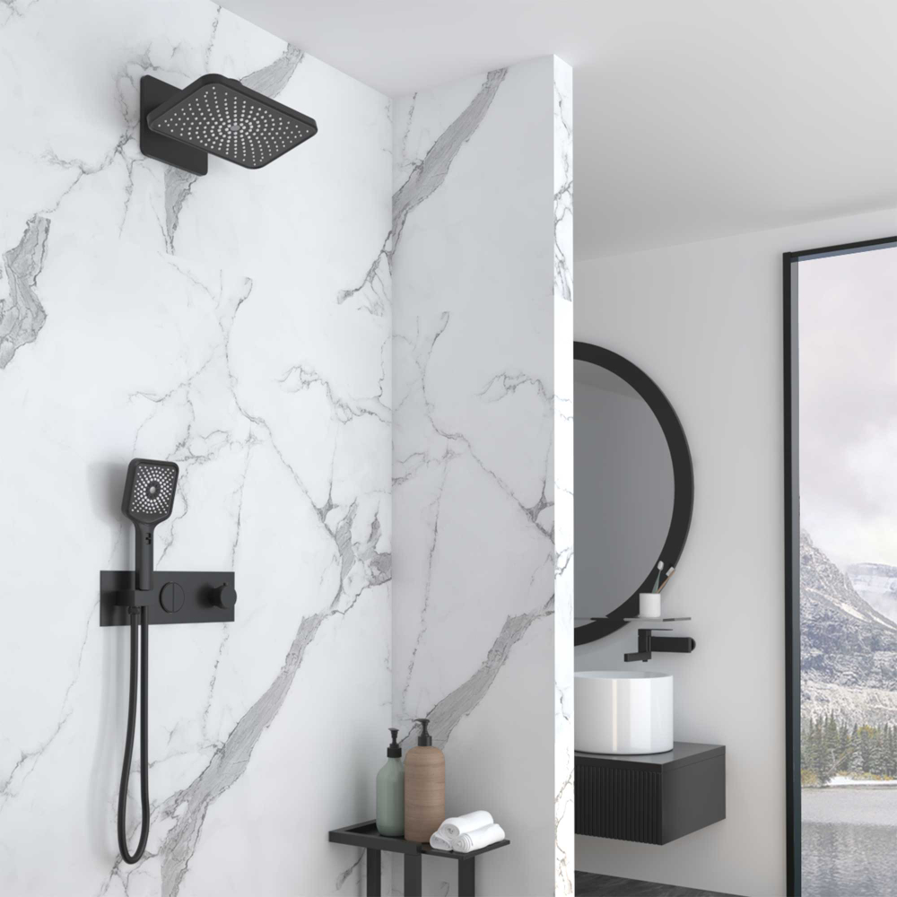 Душевой комплект Vincea VSFW-422TI4MB встраиваемый, термостатический, двухрежимный, черный