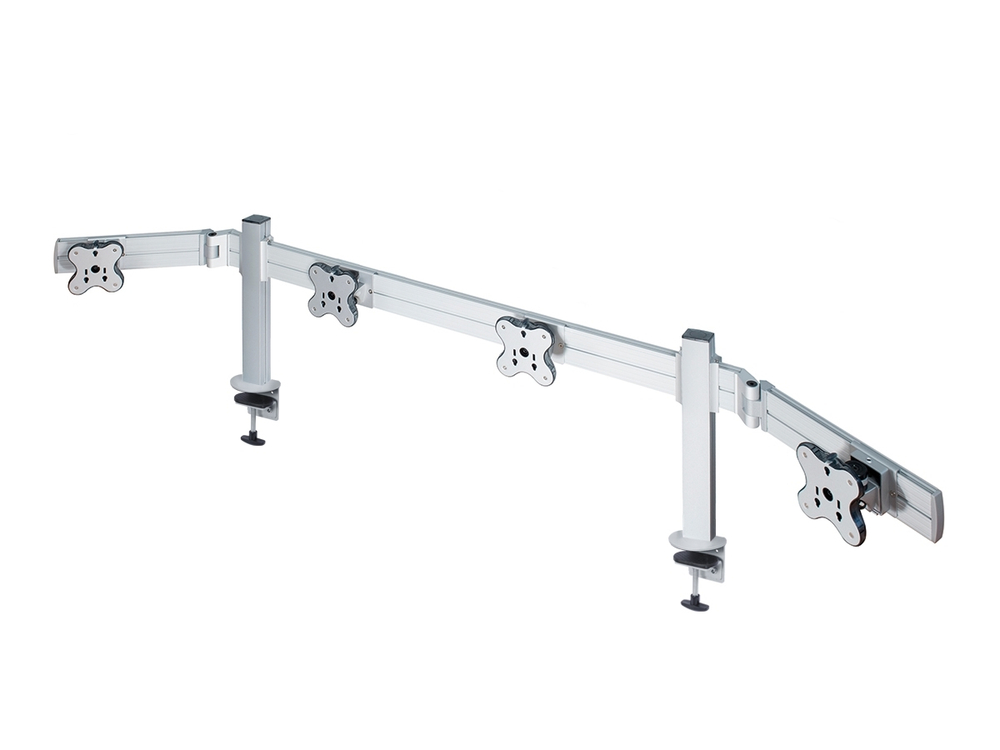 ErgoFount TBSS-400WC Настольное крепление для 4 мониторов диагональю до 24'' конфигурации 1х4 с зажимом к столу типа "С". Цвет - серебристый