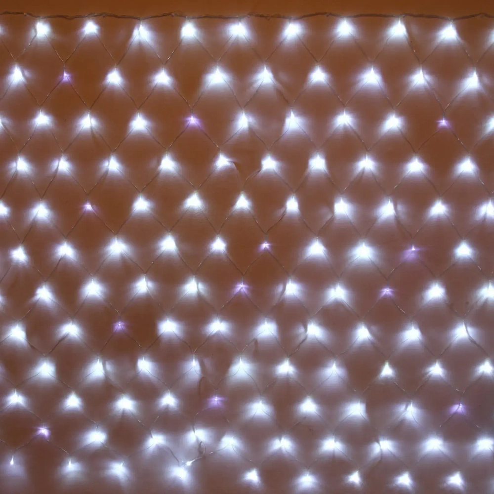 Гирлянда для улицы СЕТКА «Мерцание» ш2,0* в1,5 м 192 ламп LED, прозр.пров,1 реж.,IP-54, Белый (возможность соединения)