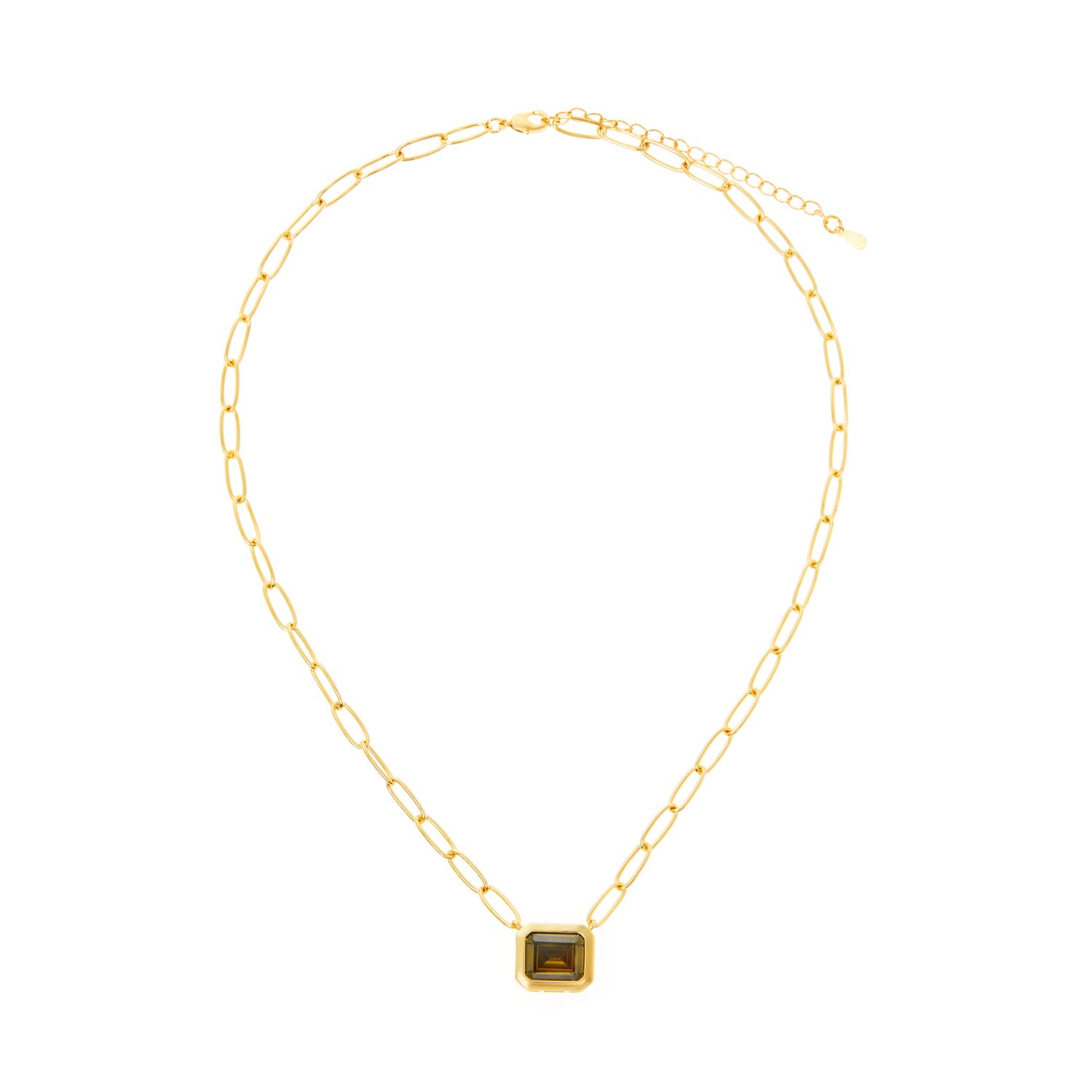 Колье Piped Edge Squere Crystal Necklace – Green