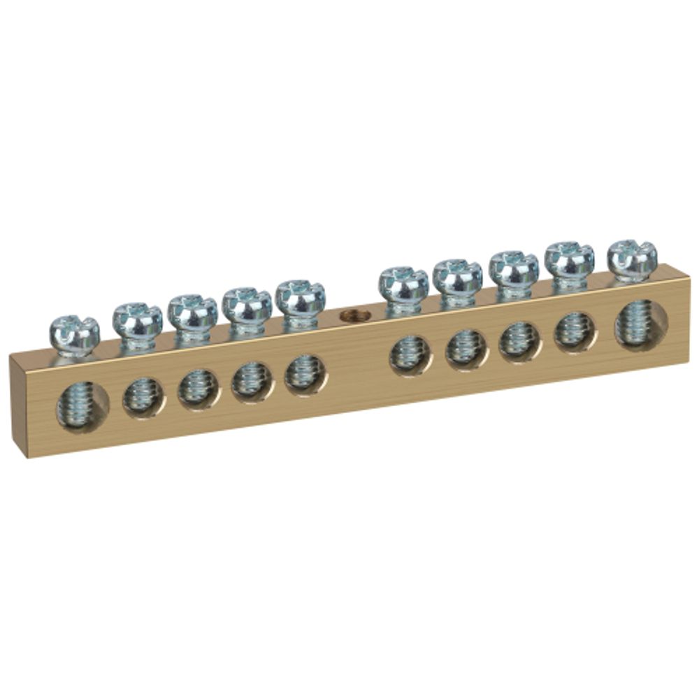 Шина ЭРА NO-122-31 PEN земля-ноль 8х12мм 10/1 латунная крепеж по центру