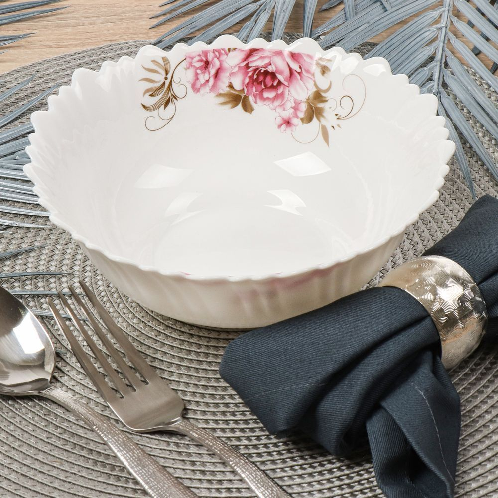 Сервиз столовый стеклокерам, 19 пр, 6 перс, Daniks, Анжелика, бел