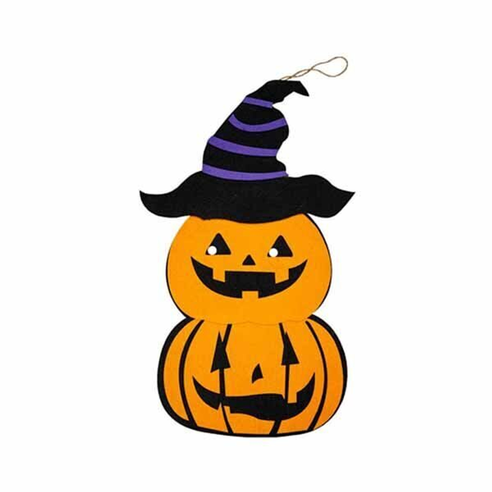 Баннер HWN Тыквы в шляпе подвес фетр/G