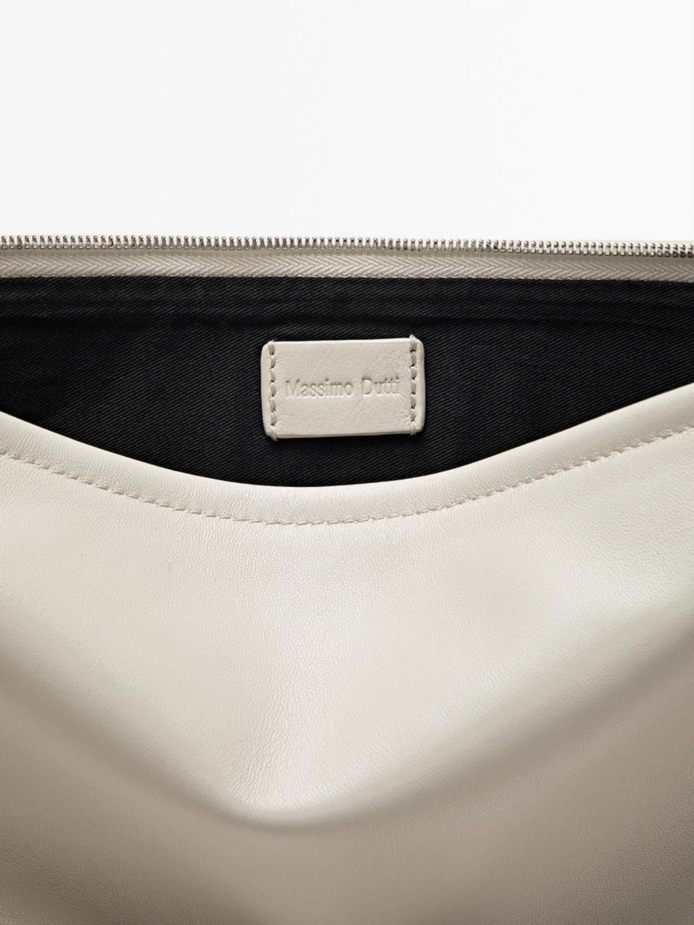 Massimo Dutti Маленькая сумка из кожи наппа с узлом, белый