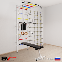 Шведская стенка Sv Sport 5610 (Турник рукоход/Брусья/Стойка/Скамья/Кольца/Канатный лаз)