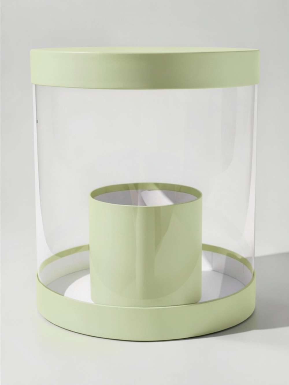 Плотная коробка-аквариум для торта с прозрачными стенками Цвет :Нежно желтый.