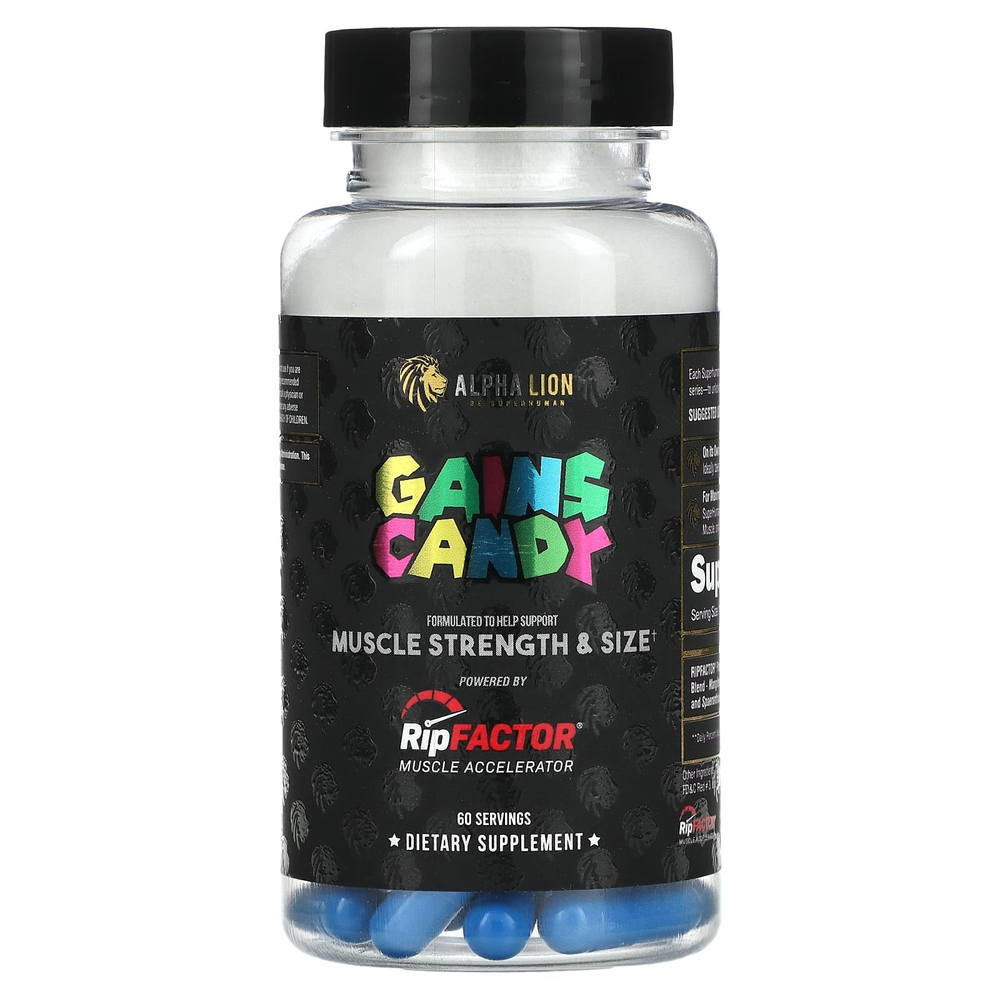 ALPHA LION, Gains Candy, RipFactor, 60 капсул (325 мг в 1 капсуле)