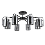 Потолочный светильник 8x40Вт E14, металл/стекло, чёрный/хром/дымчатый плафон