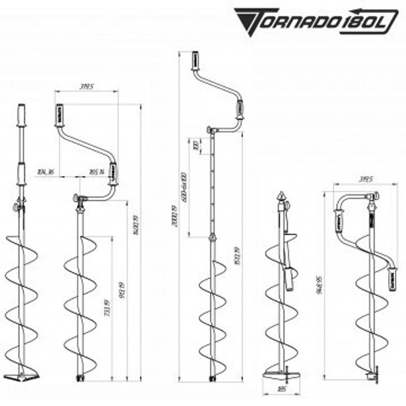 Ледобур ТОРНАДО-М2 ф180 левое вращение, без чехла (LT-180L-1) Тонар
