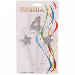 Свеча для торта Цифра Звёздное сияние «4» 16 см (набор 3шт), серебро