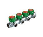 Латунный коллектор Terma 3/4"в/н с 4-мя вент.кранами на 1/2" (нар.резьбы) с выходами под 90 град (14021) 18606