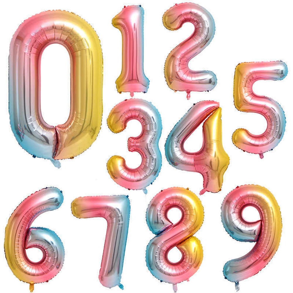 К Цифра 6 Радуга нежный градиент (34''/86 см)