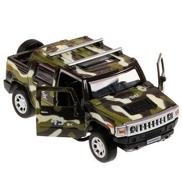 Машина металл HUMMER H2 PICKUP КАМУФЛЯЖ 12 см, двери, багаж, инерц, кор. Технопарк
