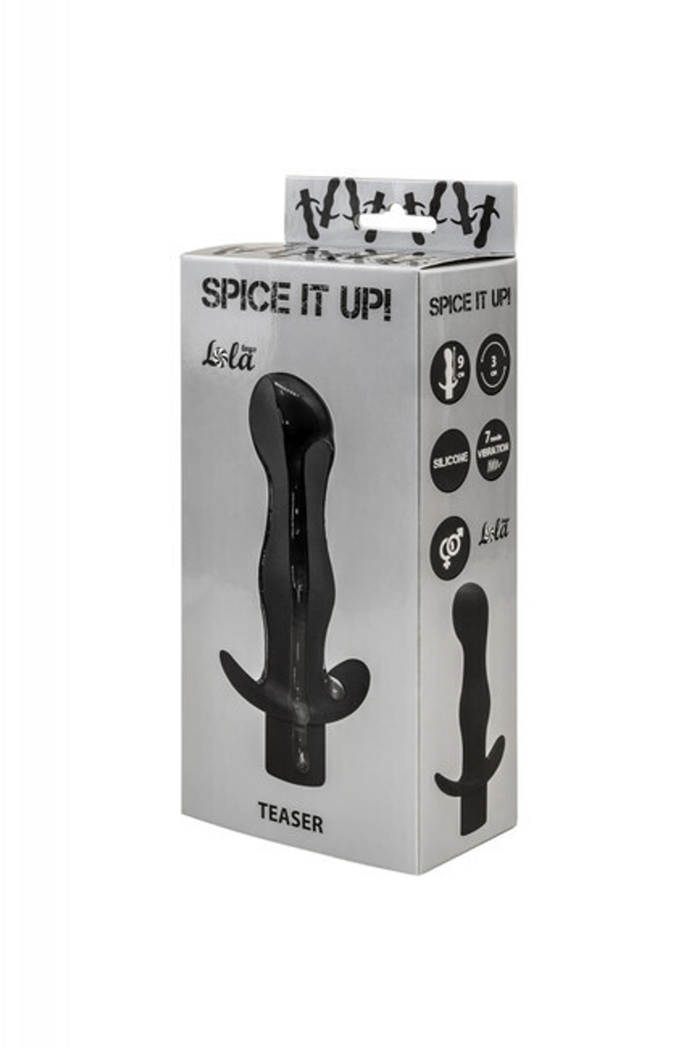 Анальный стимулятор с наклоненной головкой и вибрацией Spice it up Teaser Black (9 см, 7 режимов) (Цвет: черный)