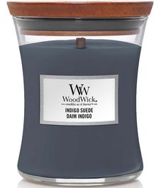 Индиго замша, ароматическая свеча, WoodWick