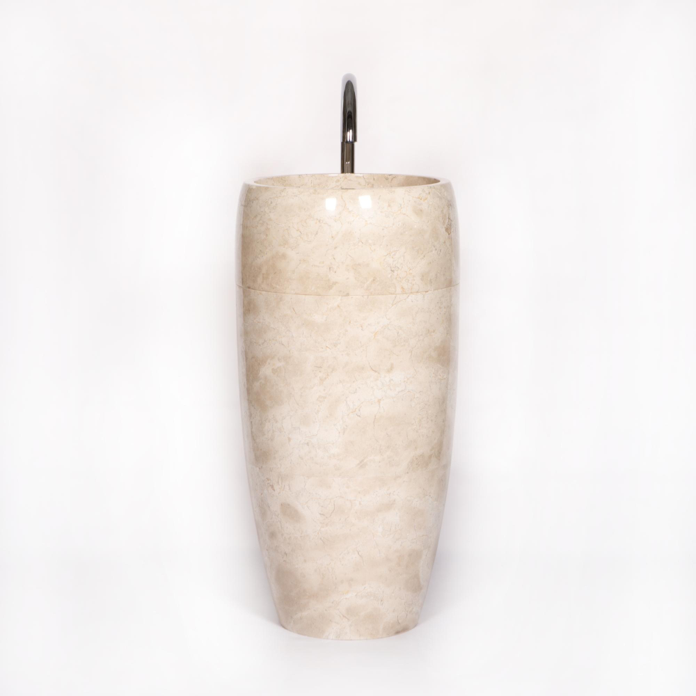 Раковина напольная из мрамора Round Midle Big Cream MN-01706 (45*45*90 см)