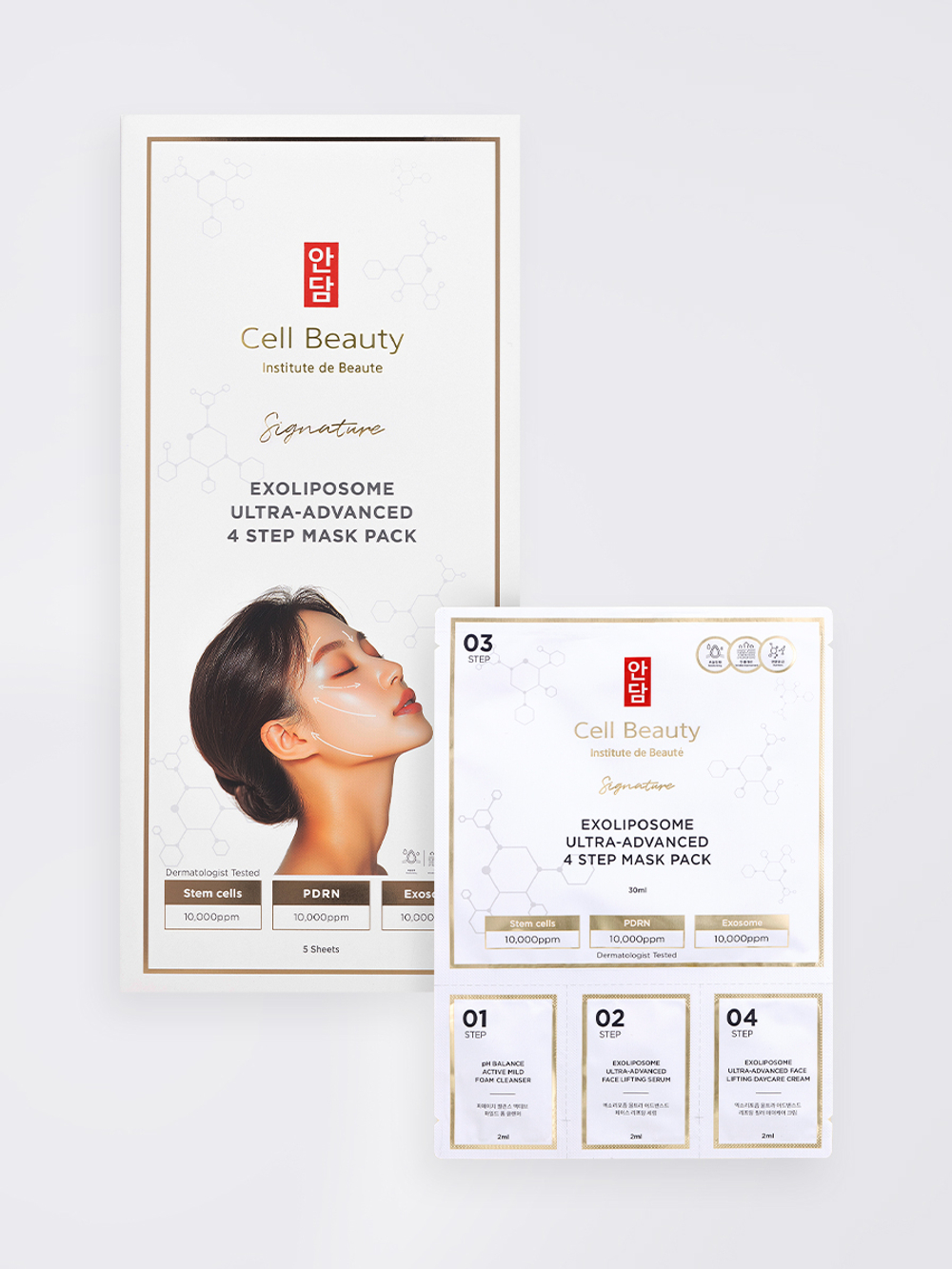 Cell Beauty 4-этапная маска для лица с экзолипосомами -Exoliposome Ultra-Advanced 4 Step Mask Pack Signature