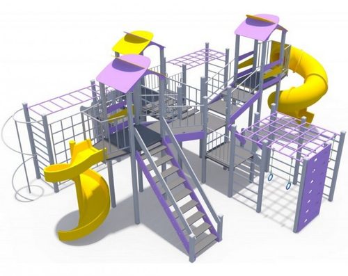 Детский игровой комплекс Зефир скат пластиковый винтовой закрытый и открытый 2000 мм, скат металлический Н-1500 мм ДИО 10214.1