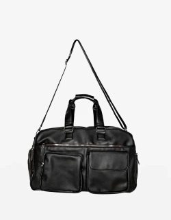 Сумка спортивная экокожа QOZA, черная, 30 л.