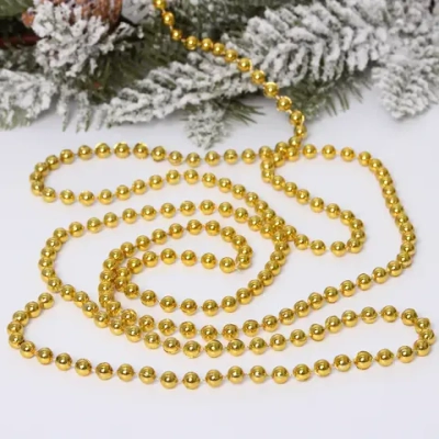 Бусы на ёлку 1,5м «Шарики» d-6мм, Золото