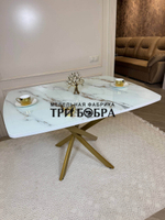 Кухонный раздвижной стол "Танго", белый мрамор