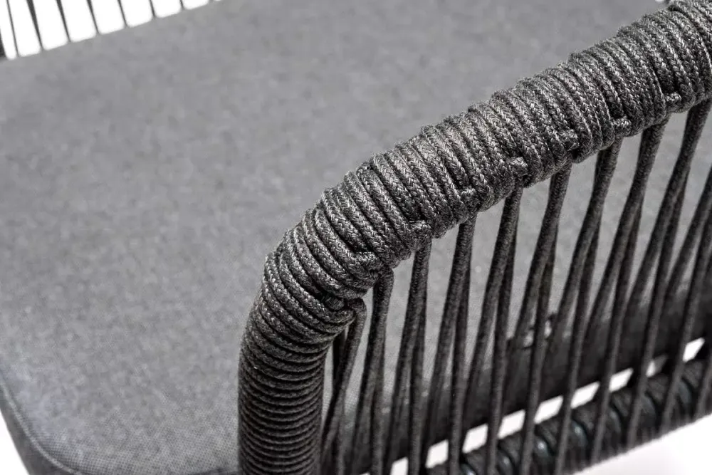 "Венето" обеденная группа на 6 персон со стульями "Марсель", каркас темно-серый, роуп темно-серый