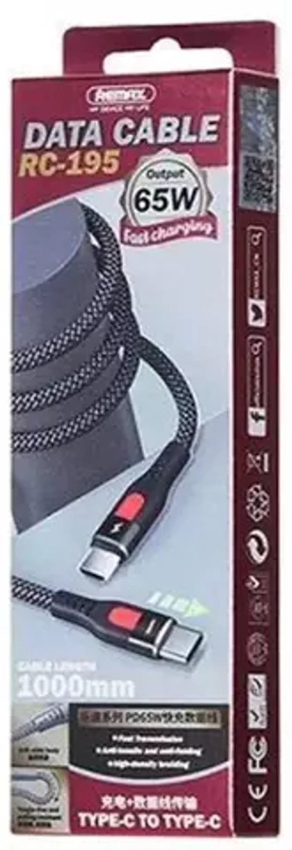 Кабель 1m Type-C/Type-C 65W RC-195 Remax black