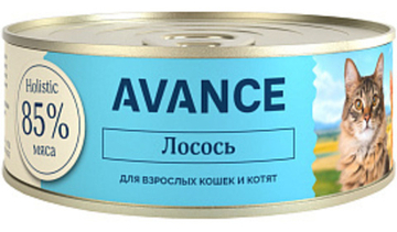 AVANCE Консервы для котят и кошек с лососем, Natural&Healthy Salmon