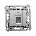 Компьютерная розетка RJ-45 в стену, кат.6А одинарная, "Avanti", "Закаленная сталь"