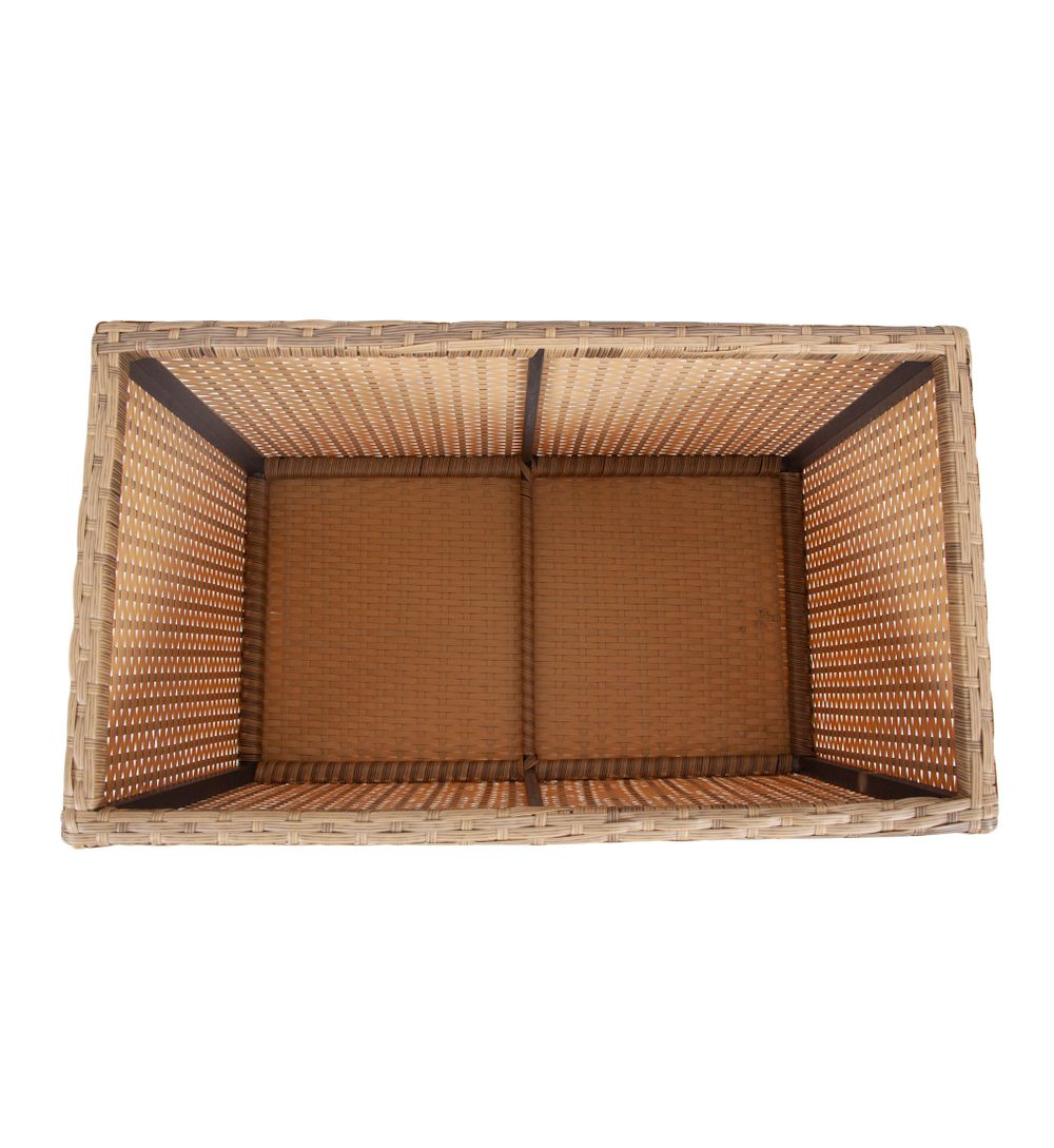 "Лунго" кашпо для цветов большое плетеное из искусственного ротанга, цвет соломенный