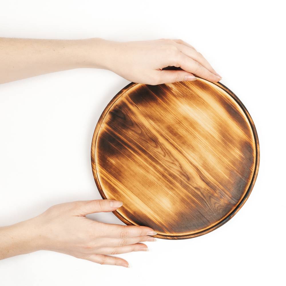Деревянный круглый сервировочный поднос Art of Siberia для подачи WS18