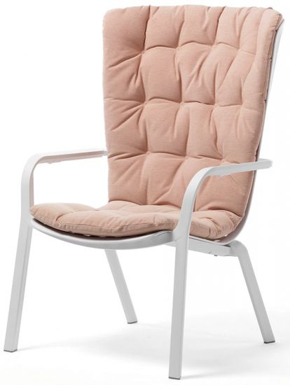 Лаунж кресло Folio белое пластиковое с розовой подушкой Nardi Италия