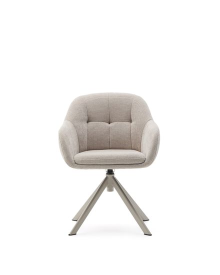 Dorina Вращающееся кресло из бежевого шенилла и стальными бежевыми ножками Испания 