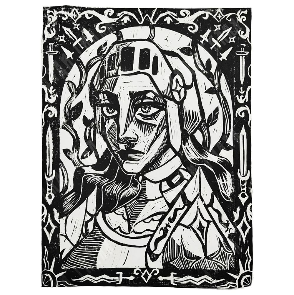 Пономаренко Г. E. Портрет Рыцаря. Линогравюра. Россия, 2025