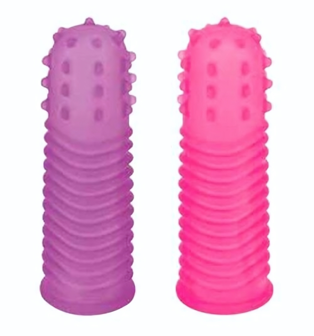 Набор из 2 насадок на пальцы Lust Finger Sleeves (Цвет: фиолетовый с розовым)