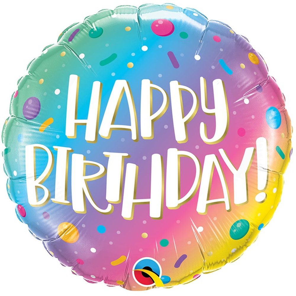 Шар Фольгированный Омбре Конфетти радужное (Градиент)