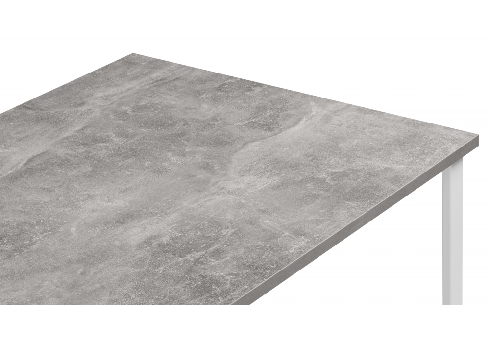 Стол деревянный Woodville Лиман 140 x 80 бетон светлый, белый матовый, ножки белые