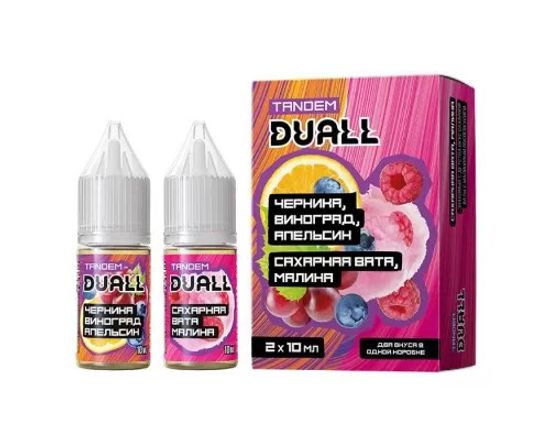 Жидкость Duall Tandem, 30 мл, Light Черника Виноград Апельсин/Сахарная Вата Малина
