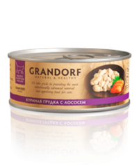 Grandorf 70г Влажный корм для кошек Chicken & Salmon, беззерновой, куриная грудка с лососем