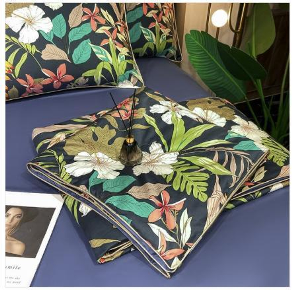 ZEPHYR HOME Одеяло летнее 200х230 Двуспалка Египетский хлопок синий