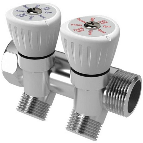 Коллектор  с регулировочными вентилями 3/4"x1/2", 2 выхода
