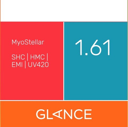 Линза для очков для контроля миопии Glance 1.61 MyoStellar SHC/HMC/EMI/UV420 (астигматические)