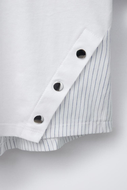 ZARA КОНТРАСТНАЯ ФУТБОЛКА С ПУГОВИЦАМИ, БЕЛЫЙ