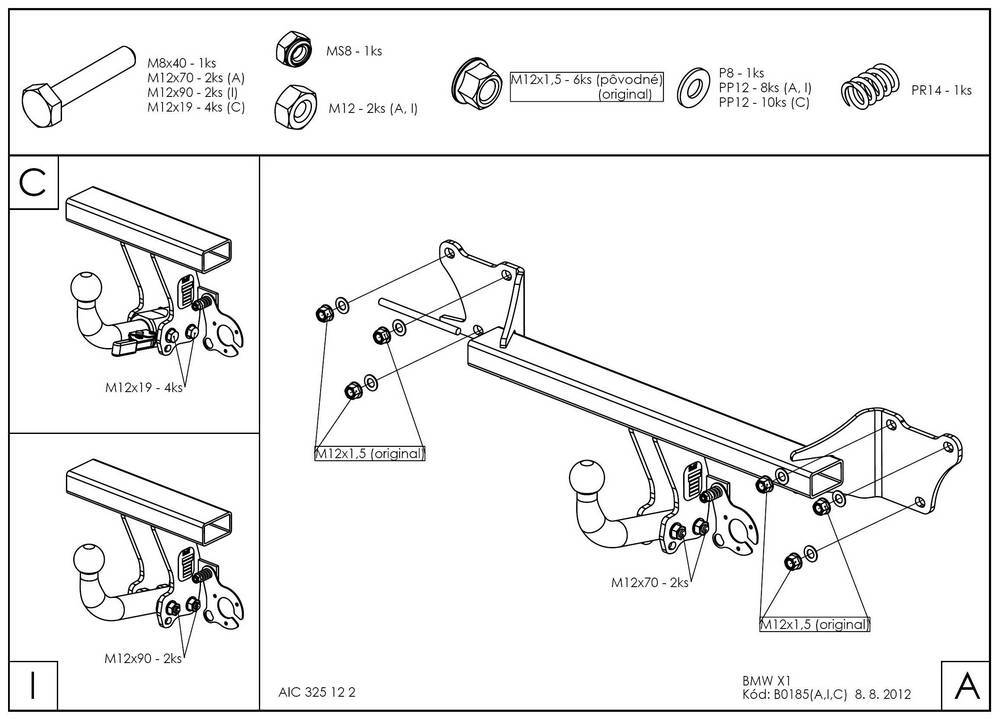 Фаркоп оцинкованный Galia B018C для BMW X1 E84 2009-2015(паспорт и сертификат в комплекте)(без электрики)