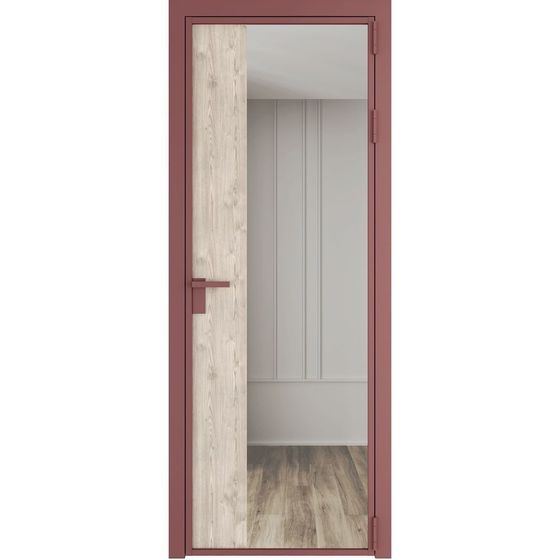 Алюминиевая дверь 7AG красный антрацит остеклённая со вставкой