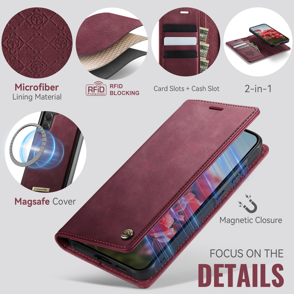 Чехол-кошелек CaseMe 2 in 1 MagSafe Samsung Galaxy S25