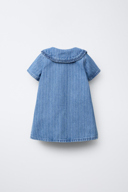 ZARA ДЖИНСОВОЕ ПЛАТЬЕ В ПОЛОСКУ, ВЫЦВЕТШИЙ СИНИЙ