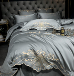 Постельное белье Сатин Гладкокрашеный Вышивка Делюкс на резинке DHCR004