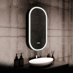 Зеркало шкаф с подсветкой Savage, 50х100 см (сенсорный выключатель, часы, подогрев, черный корпус)